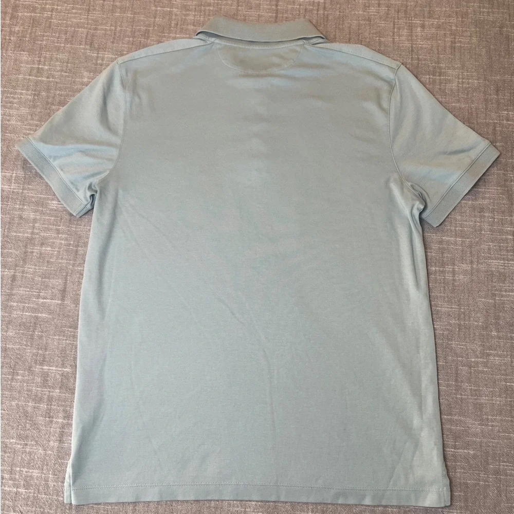 Banana Republic Mens Cotton Polo Shirt Sage Green‎ Blue Short Sleeve S 719494-01